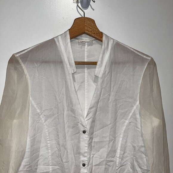 Helmut Lang Womens Sheer White Button-Up Shirt Size Small - Picture 3 of 8